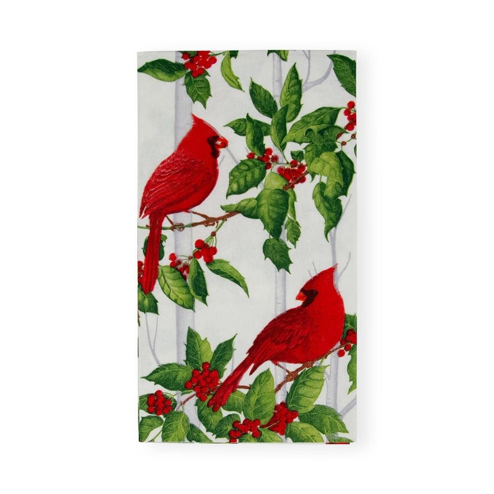 HOLLY AND SONGBIRDS WHITE/SILVER - GUEST TOWEL