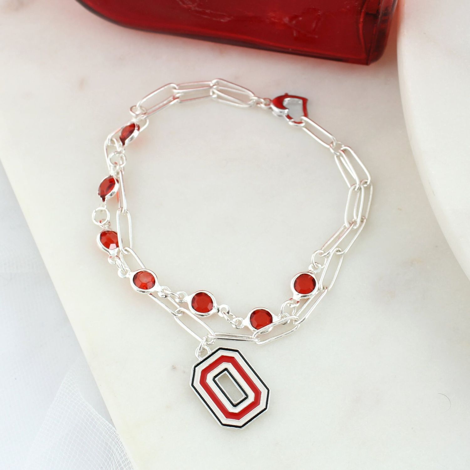 OHIO STATE LOGO PAPERCLIP CHAIN BRACELET