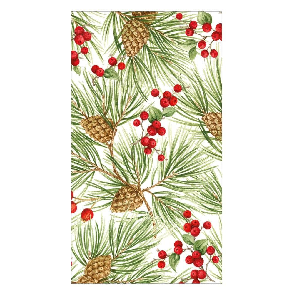 EVERGREEN AND BERRIES WHITE - GUEST TOWEL
