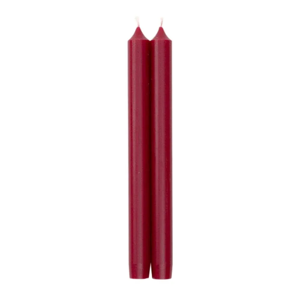 Cranberry 10" Crown Candles, 1 pair