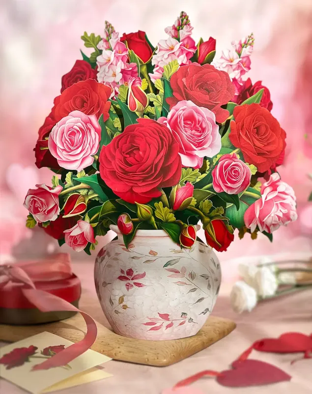Blooming Roses Pop Up Flower Bouquet