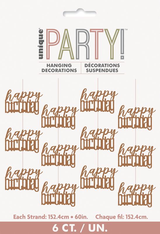 6CT HANG DECOR GLITZ ROSE GOLD BIRTHDAY