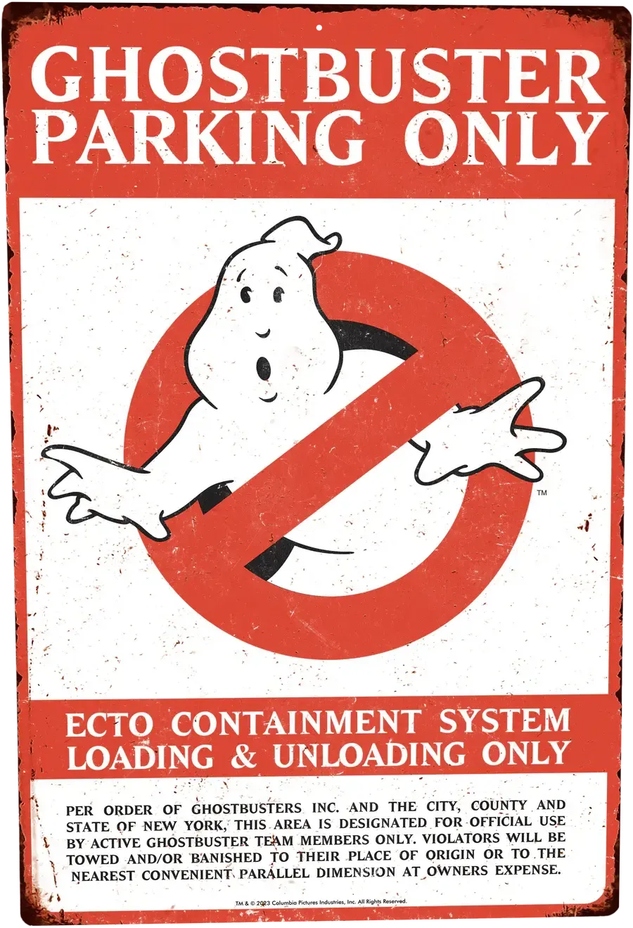 GHOSTBUSTERS PARKING ONLY METAL SIGN