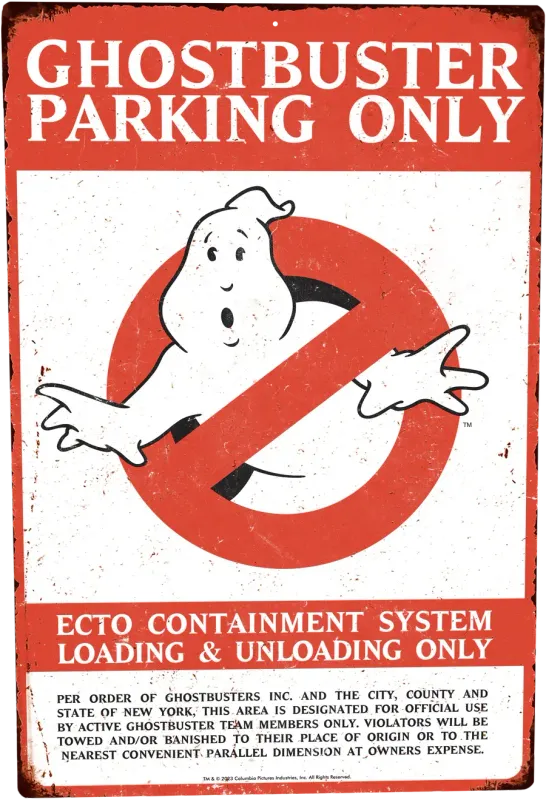 GHOSTBUSTERS PARKING ONLY METAL SIGN