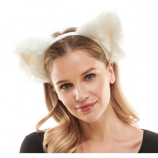 WHITE FURRY CAT EARS