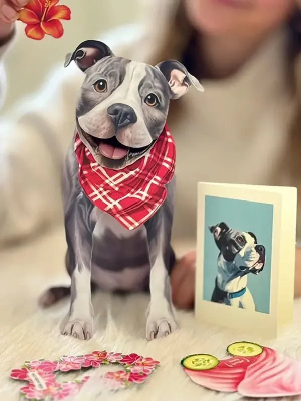 GRAY PIT BULL POP UP DOG
