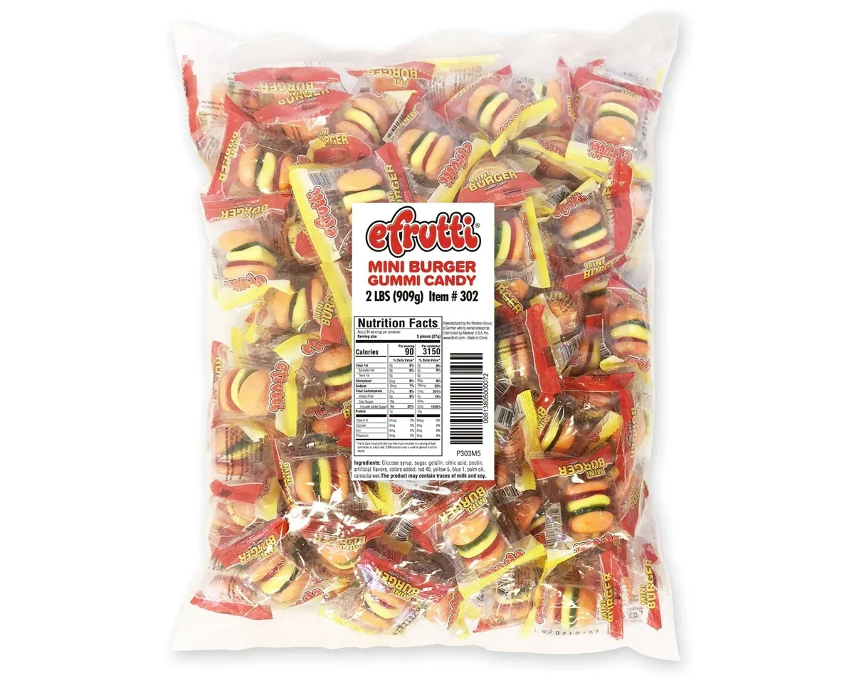 2lbs Efrutti Gummy Candy, Mini Burgers