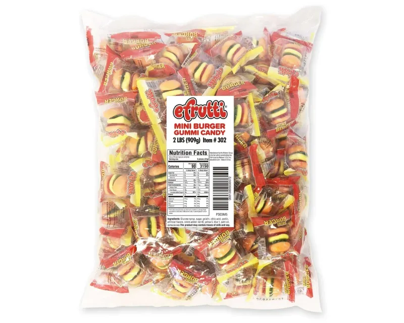 2lbs Efrutti Gummy Candy, Mini Burgers