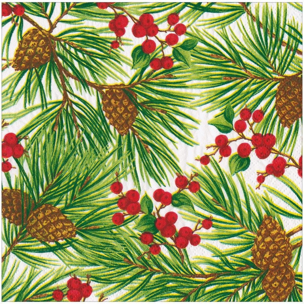 EVERGREEN AND BERRIES WHITE - NAPKIN DINNER
