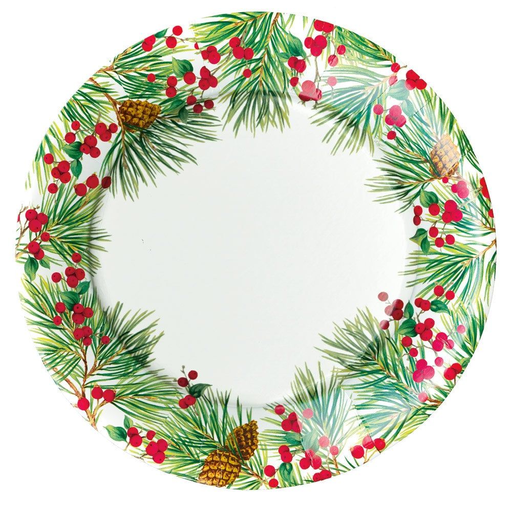 EVERGREEN AND BERRIES WHITE - DINNER PLATES