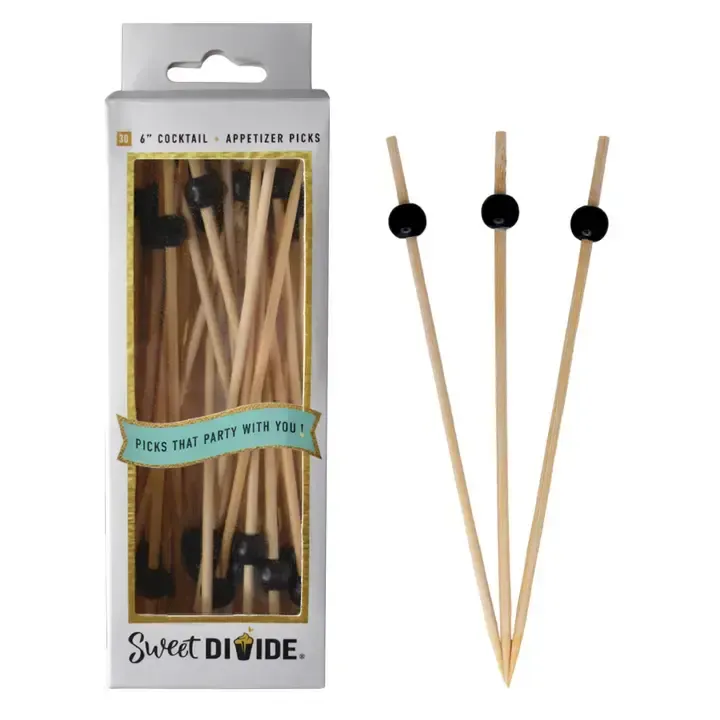 30CT 6in PICKS BLACK BALL