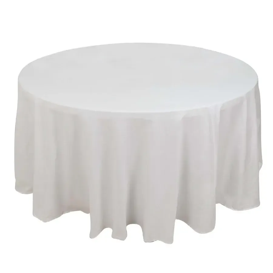 White 120in Round Table Cover