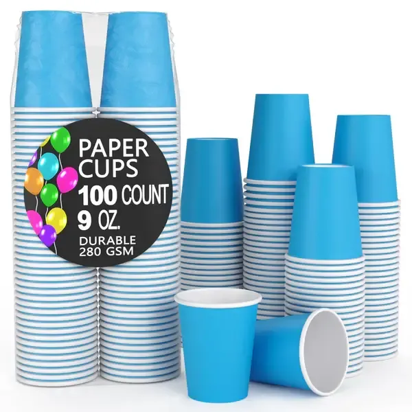 100CT 9oz PAPER CUPS TURQUOISE
