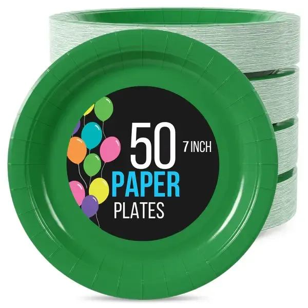 50CT 7in PAPER PLATES EMERALD GREEN