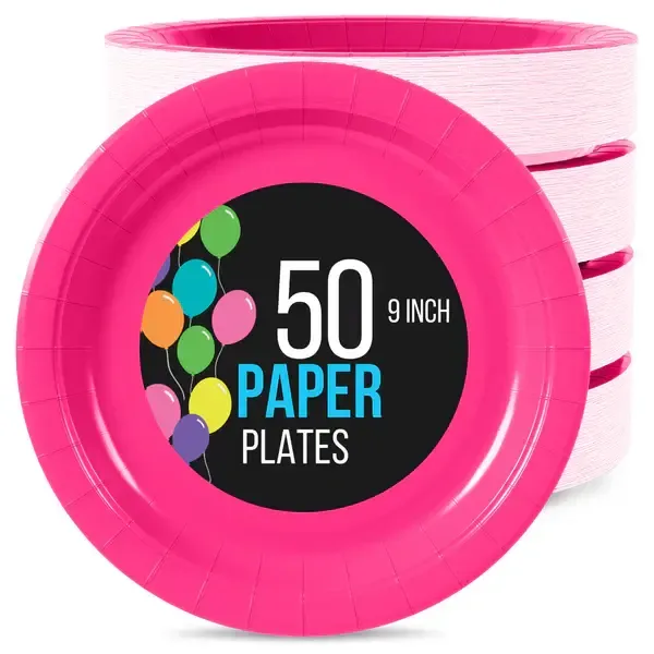 50CT 9in PAPER PLATES CERISE