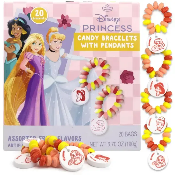 20CT DISNEY PRINCESS CANDY BRACELETS W/PENDANT