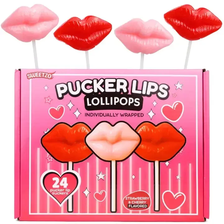 24CT PUCKER LIPS LOLLIPOP SUCKERS