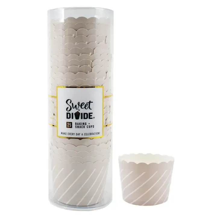25CT  3oz BAKING SNACK CUPS TONAL WHITE