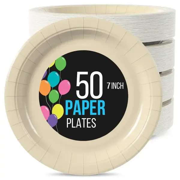 50CT 7in PAPER PLATES IVORY