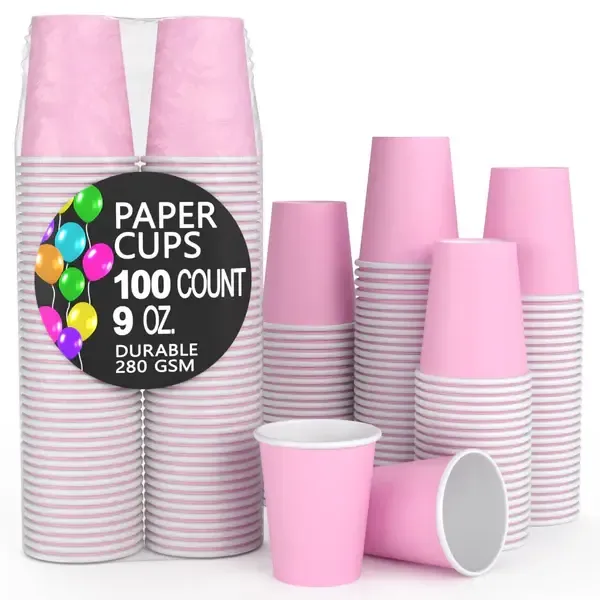 100CT 9oz  PAPER CUPS PINK