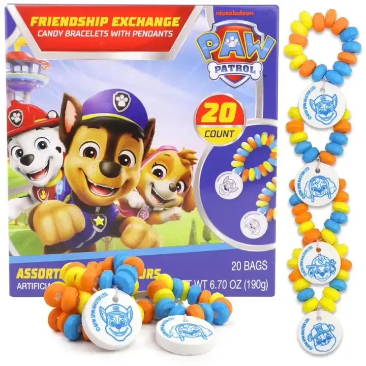 20CT PAW PATROL CANDY BRACELETS W/PENDANT