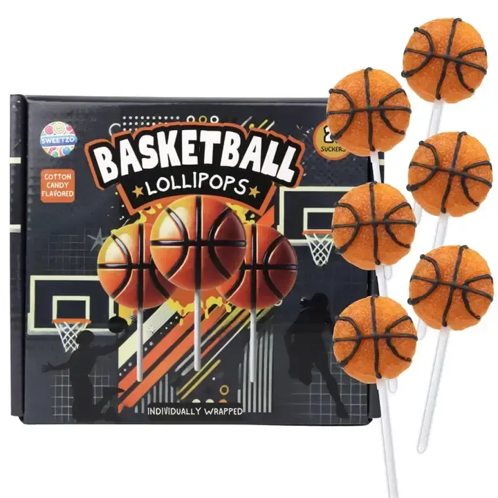 24CT BASKETBALL LOLLIPOP SUCKERS