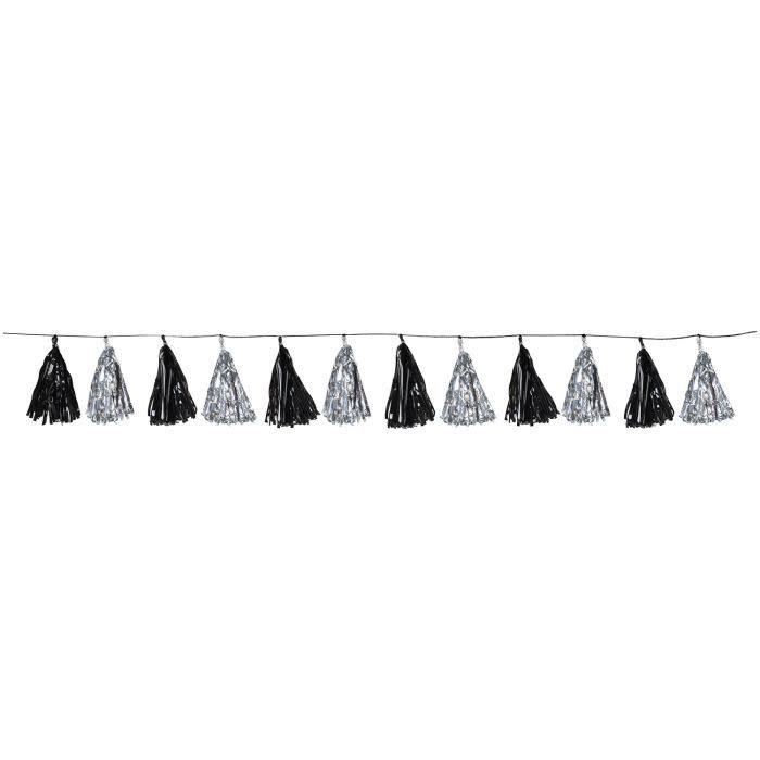 8FT METALLIC GARLAND SILVER &amp; BLACK