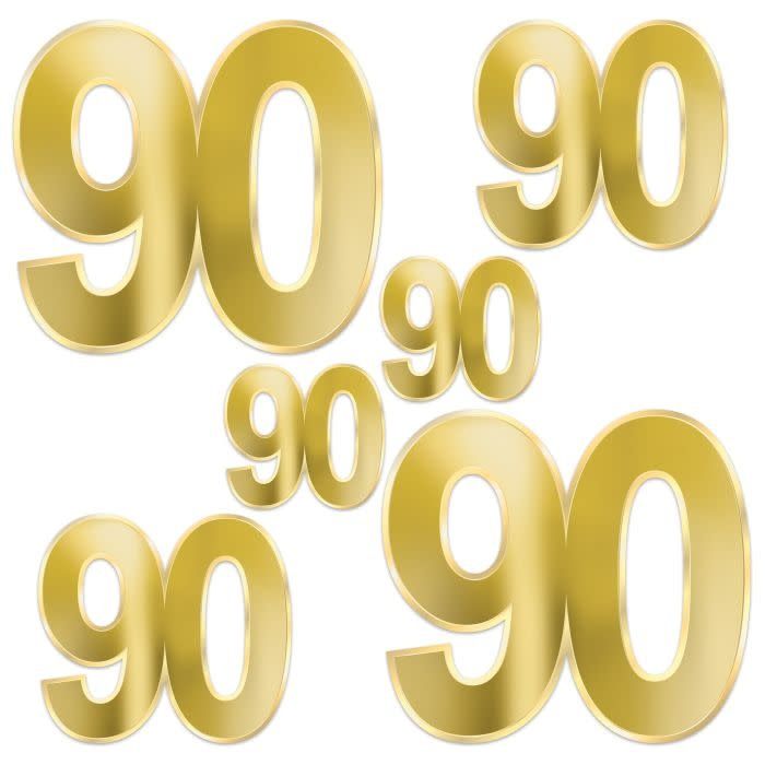 Foil "90" Birthday Cutouts-6ct