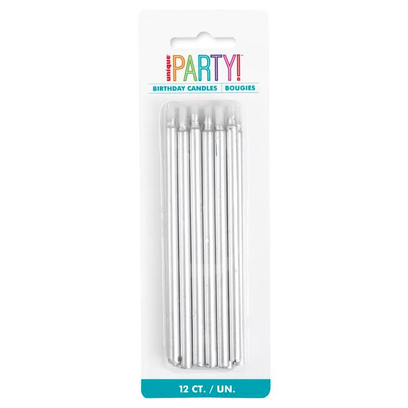 Silver 5in Candles - 12 Count