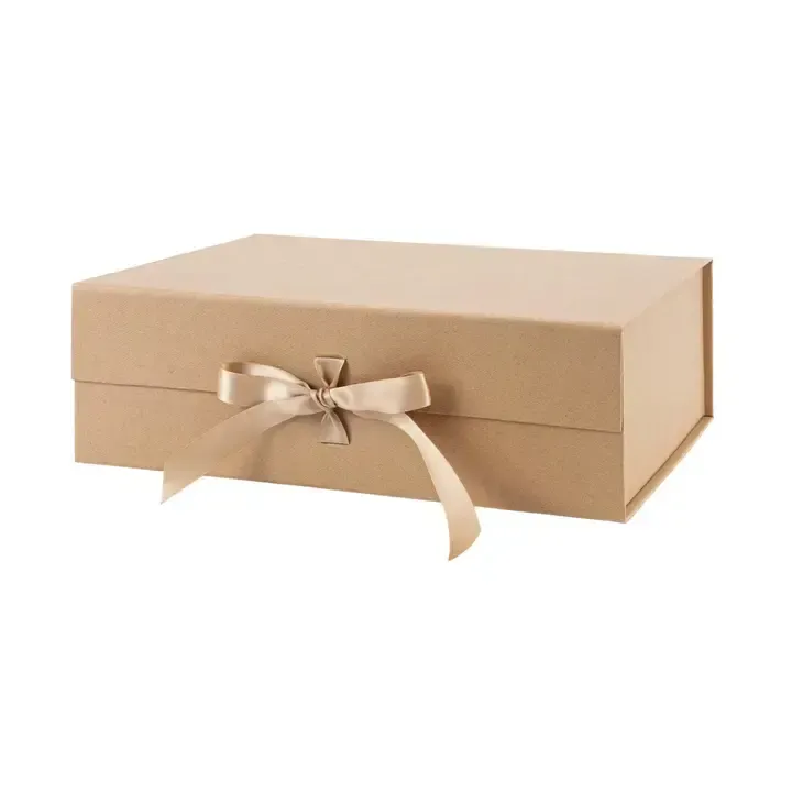 14X9X4.3 REUSABLE GIFT BOX KRAFT W/RIBBON