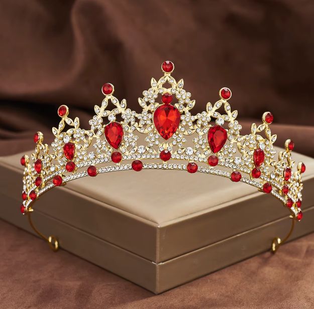 GOLD TIARA WITH RED STONES