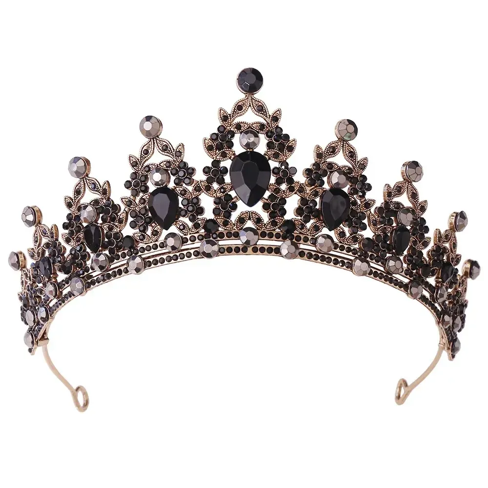 GOLD TIARA WITH ALL BLACK STONES