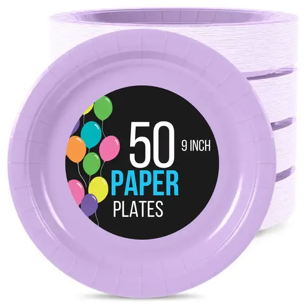 50CT 9in PAPER PLATES LAVENDER