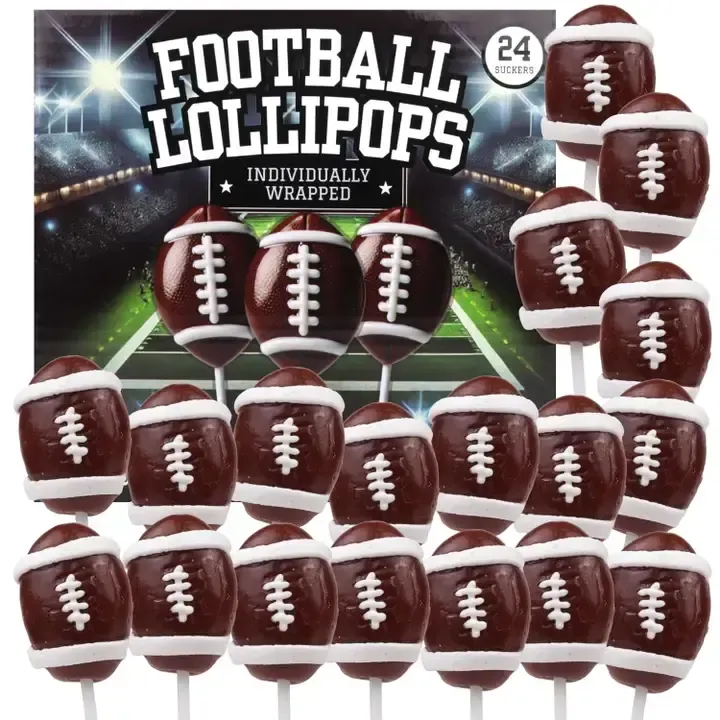 24CT  FOOTBALL LOLLIPOP SUCKERS