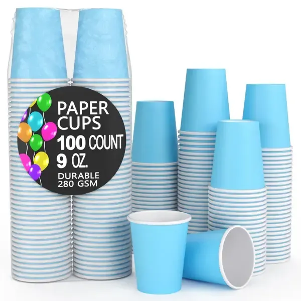 100CT 9oz  PAPER CUPS LIGHT BLUE