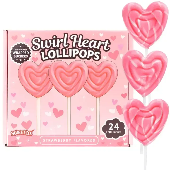 24CT SWIRL HEART LOLLIPOP SUCKERS