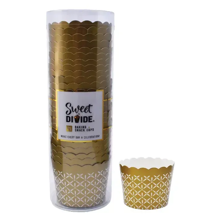 25CT  3oz BAKING SNACK CUPS GOLD