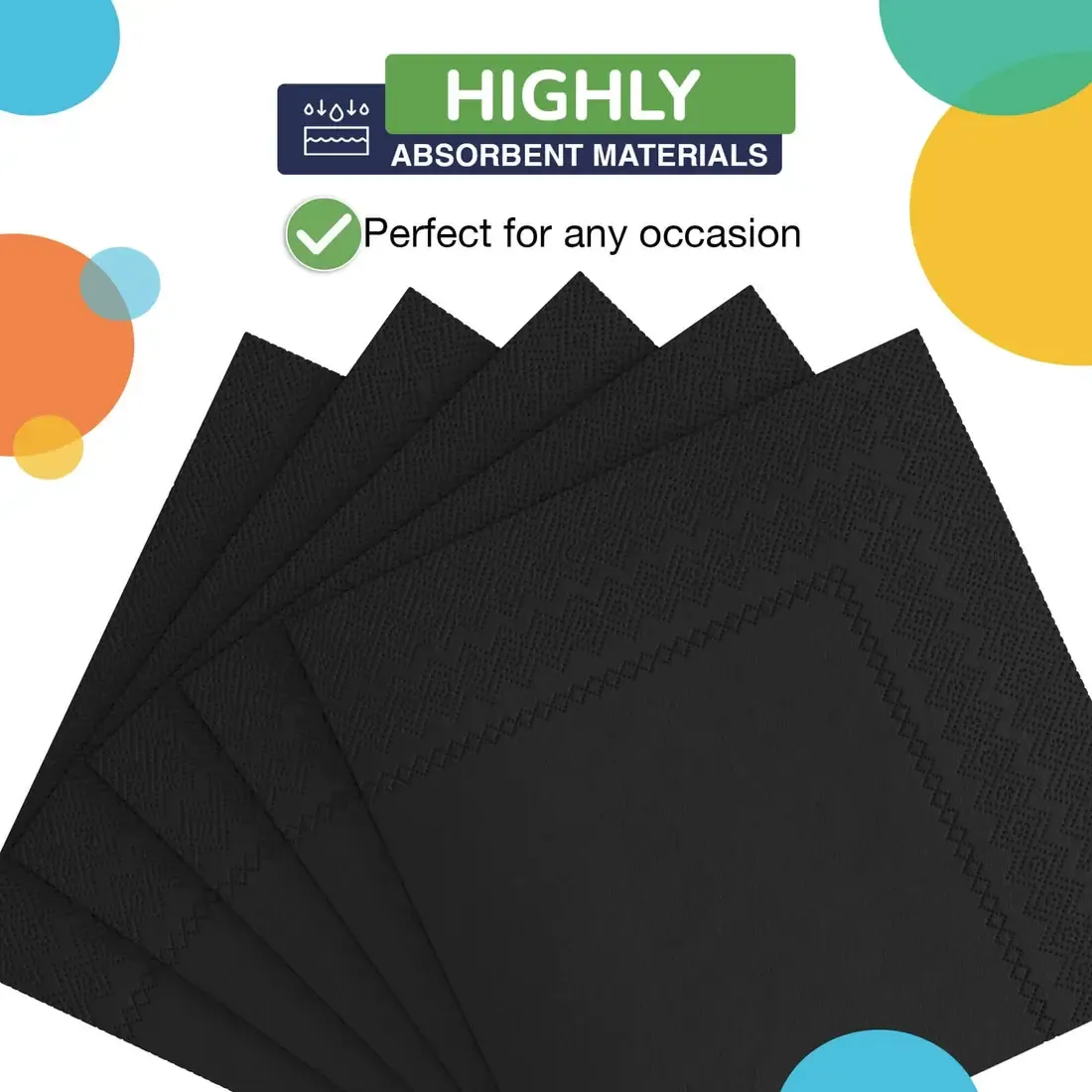 50CT DINNER NAPKIN BLACK
