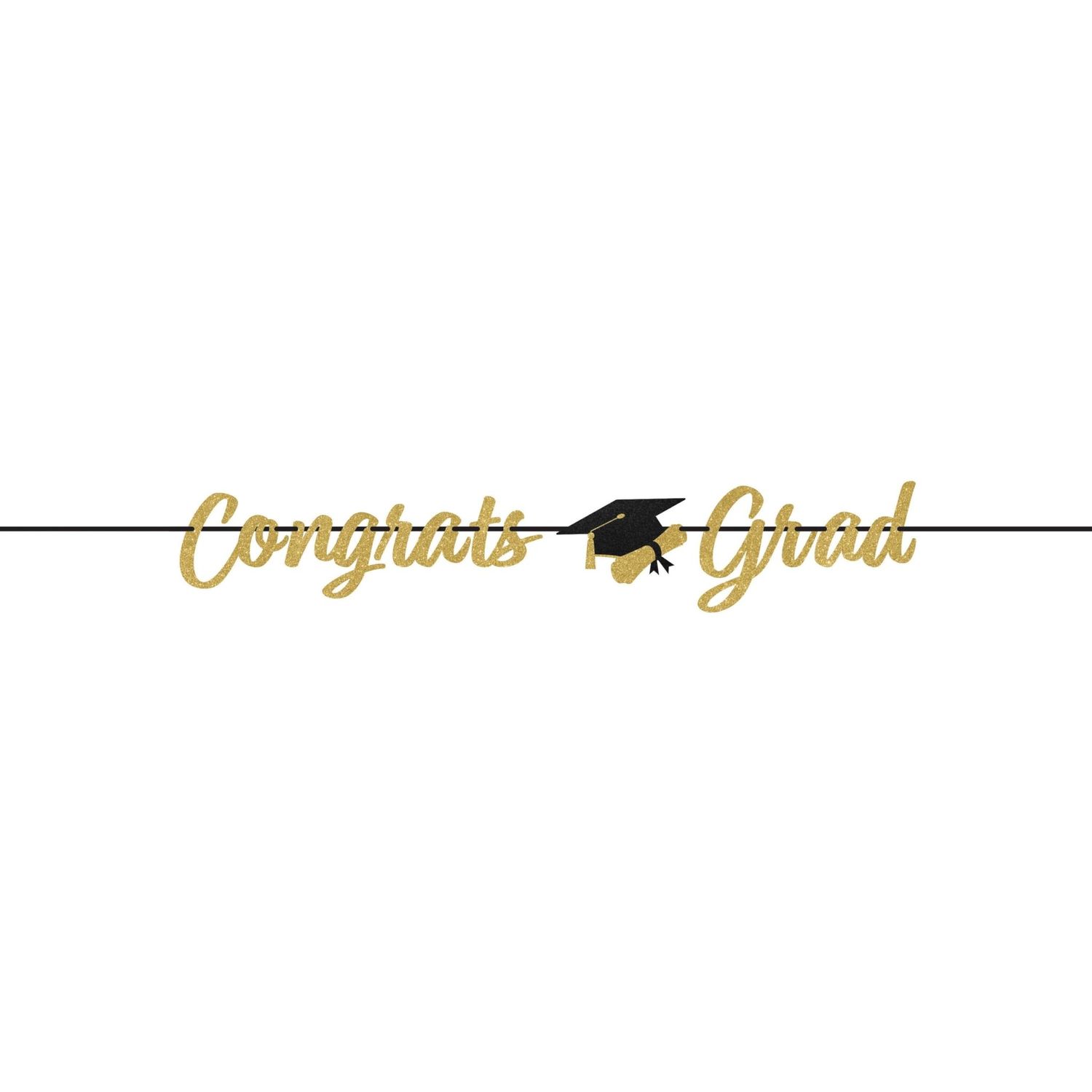 BANNER GOLD GLITTER CONGRATS GRAD