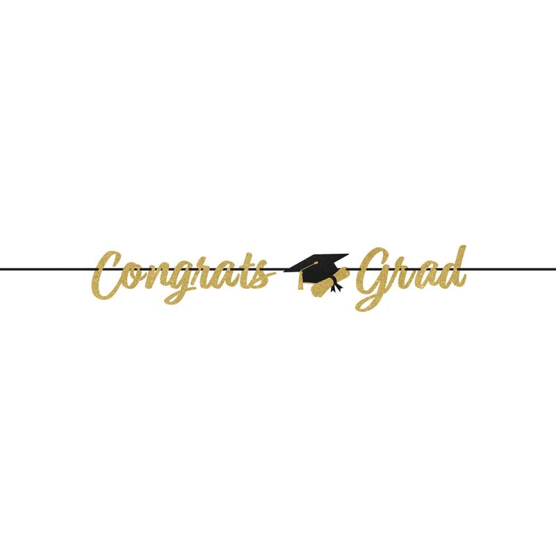 BANNER GOLD GLITTER CONGRATS GRAD