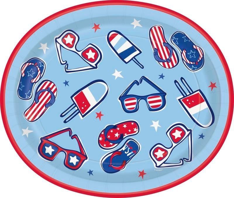 8CT 12inX10in OVAL PATRIOTIC SUMMER