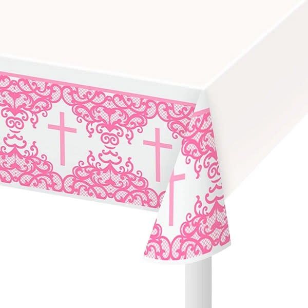 TABLE COVER FANCY PINK CROSS
