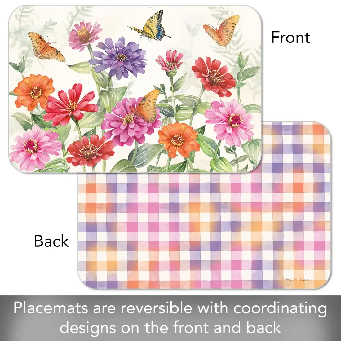 REVERSIBLE PLACEMAT ZINNIAS &amp; BUTTERFLIES