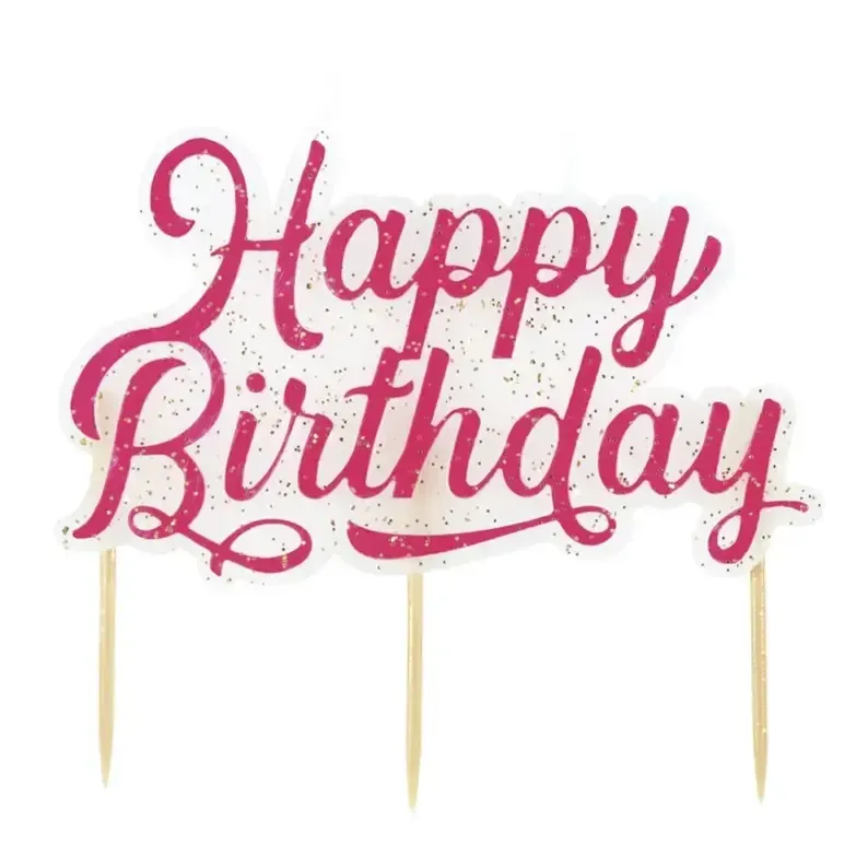 PINK GLITTER "HAPPY BIRTHDAY" CANDLE