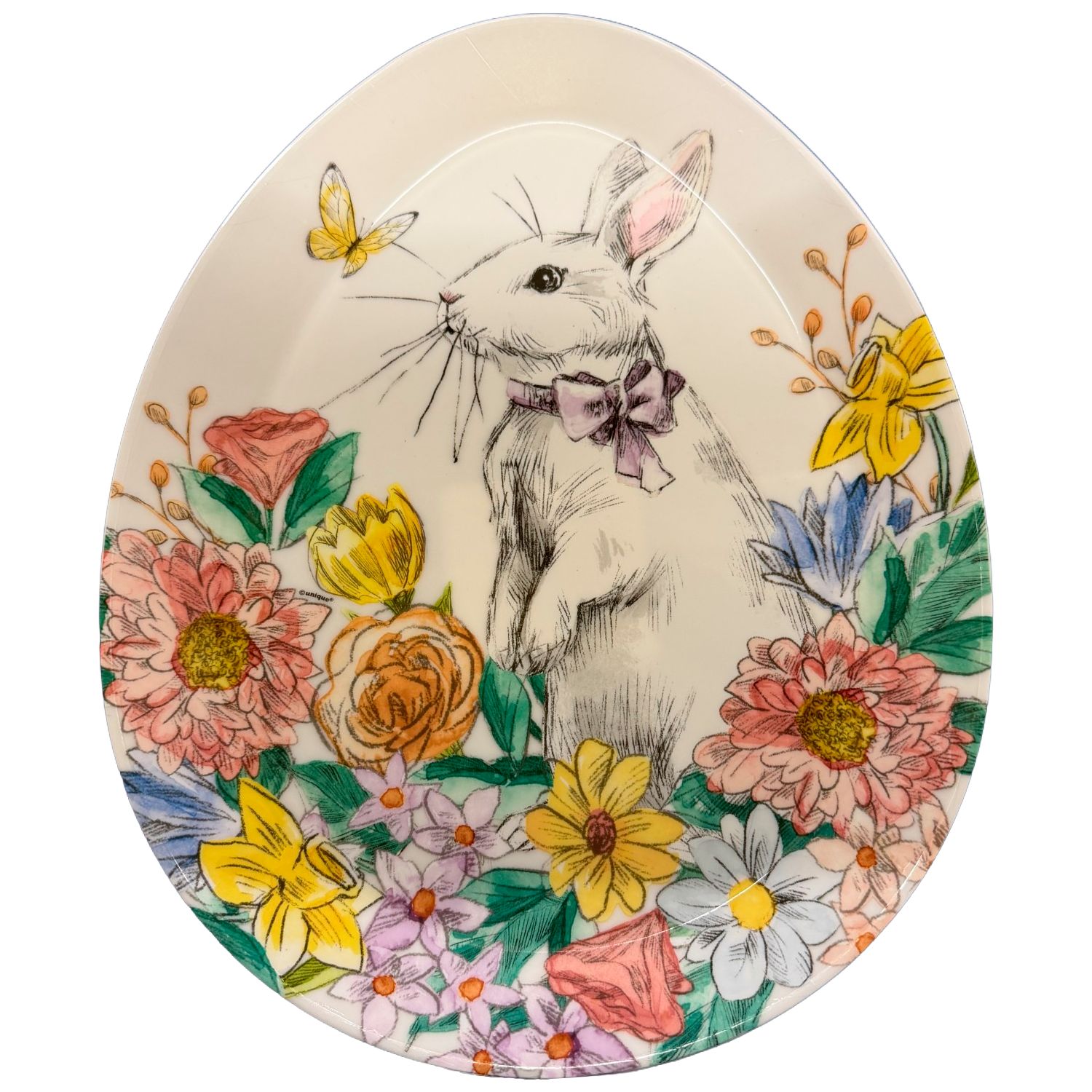 EGG SHAPED SERVING TRAY BUNNY FRIENDS