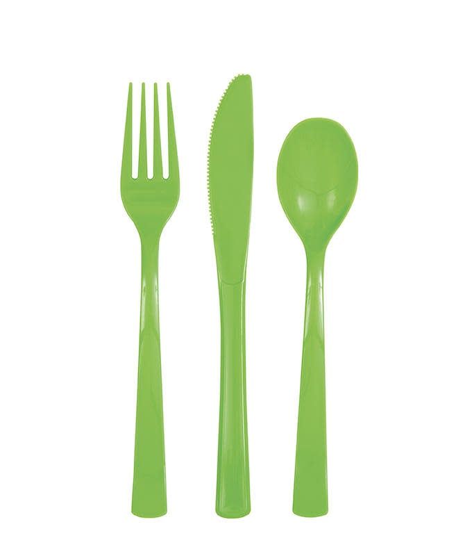 18CT CUTLERY SET LIME GREEN