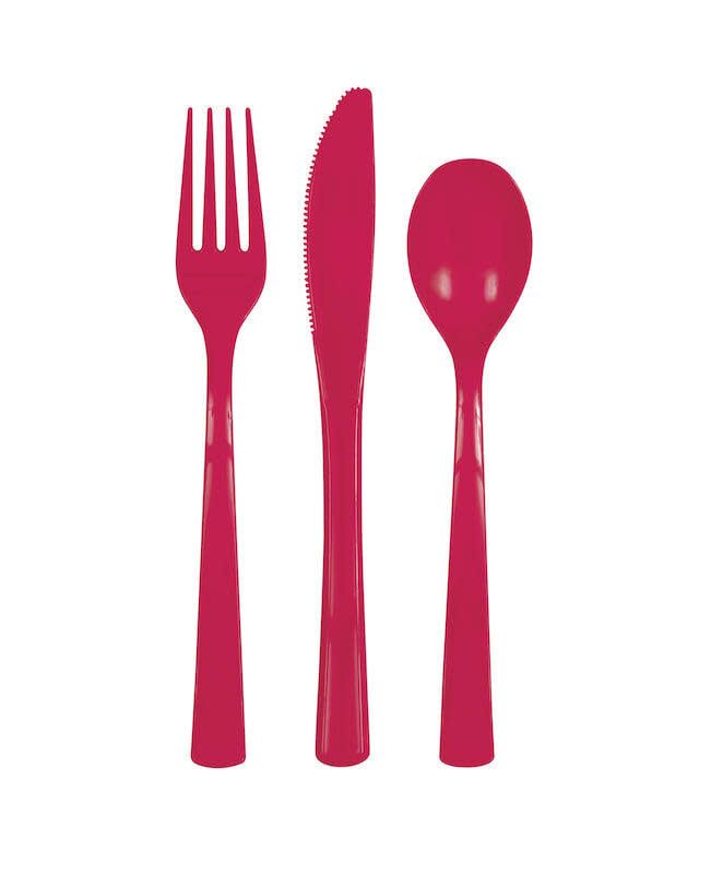 18CT CUTLERY SET RUBY RED