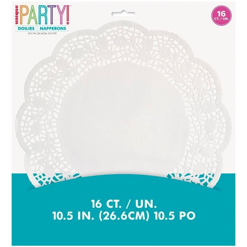 White 10.5in Elegant Doilies - 16 Count