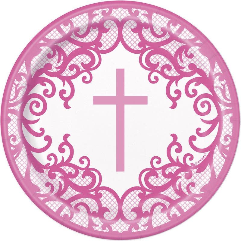 8CT 7in FANCY PINK CROSS