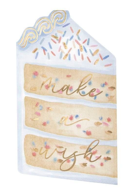 16CT CAKE SHAPED NAPKIN GOLD CELEBRATION